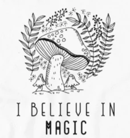 I believe in magic mushrooms tee design. mental health awareness 