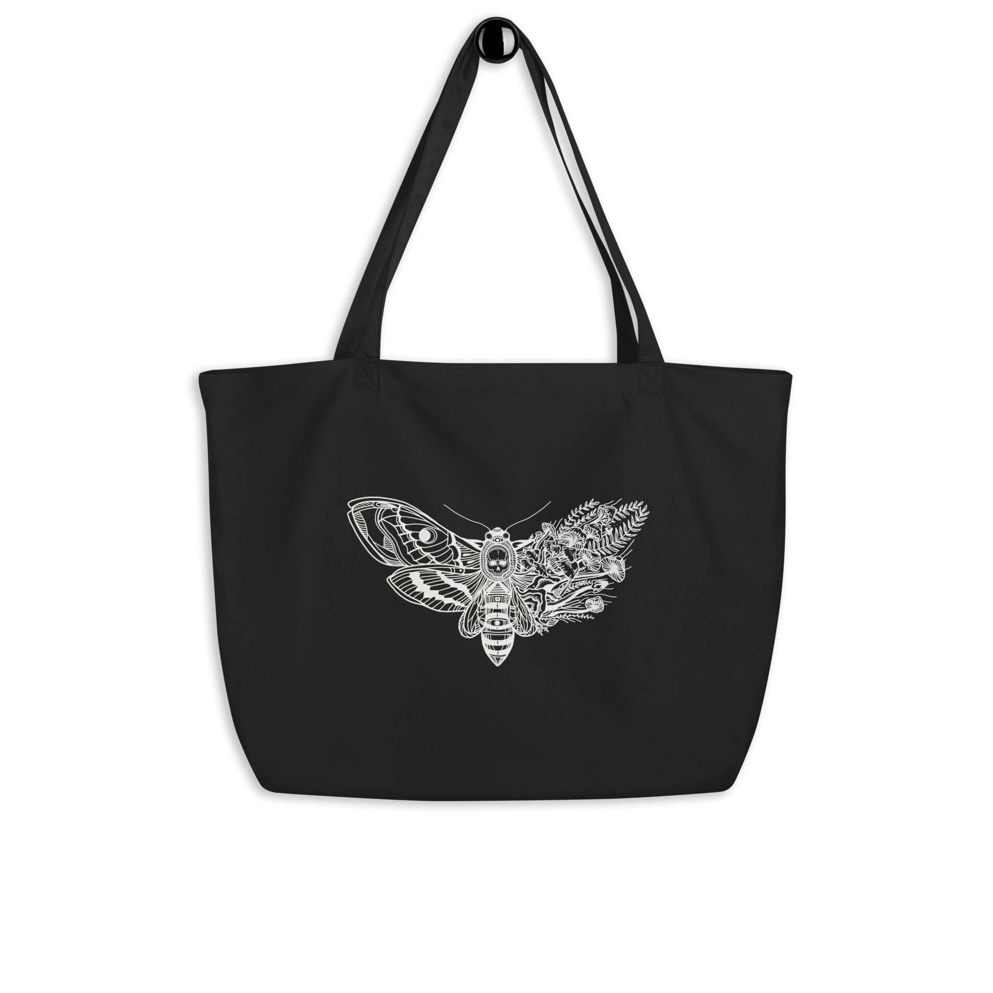 magic mushroom moth eco tote bag. Category 5 apparel. supporting mental health and the jedd foundation with every purchase